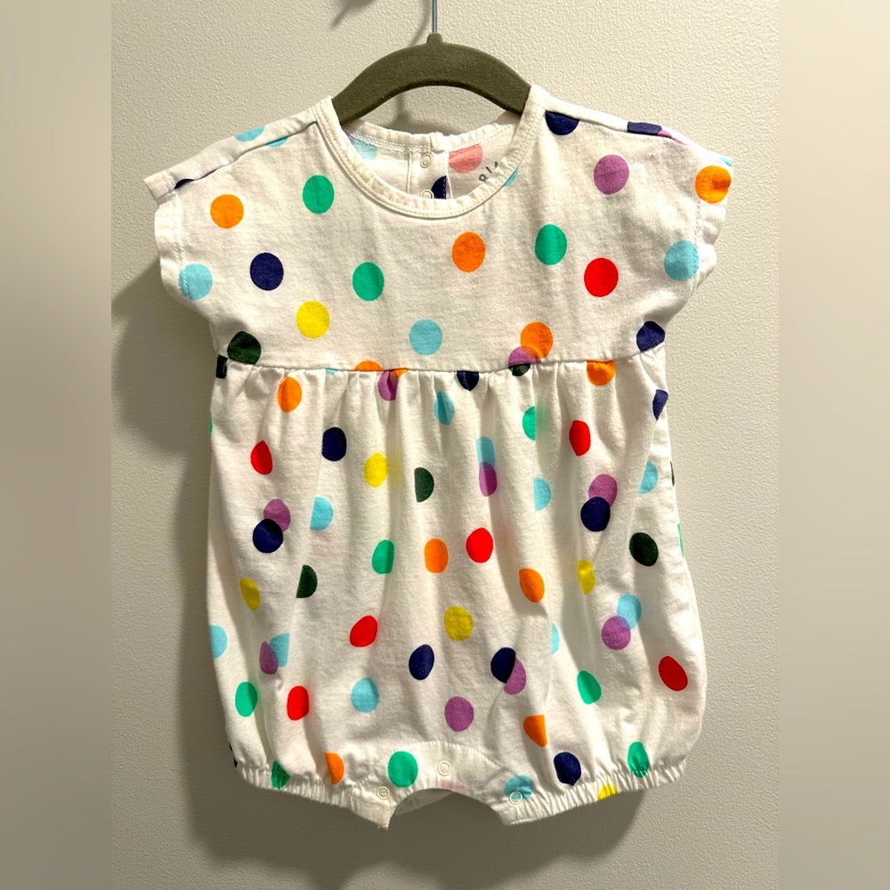 Primary Rainbow Confetti Dot Baby Bubble Shortie (6-12 Months)